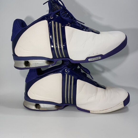Adidas Men Adiprene A3 Electrify Basketball White Leather Rare Purple Sze 12 1/2 - Picture 4 of 8